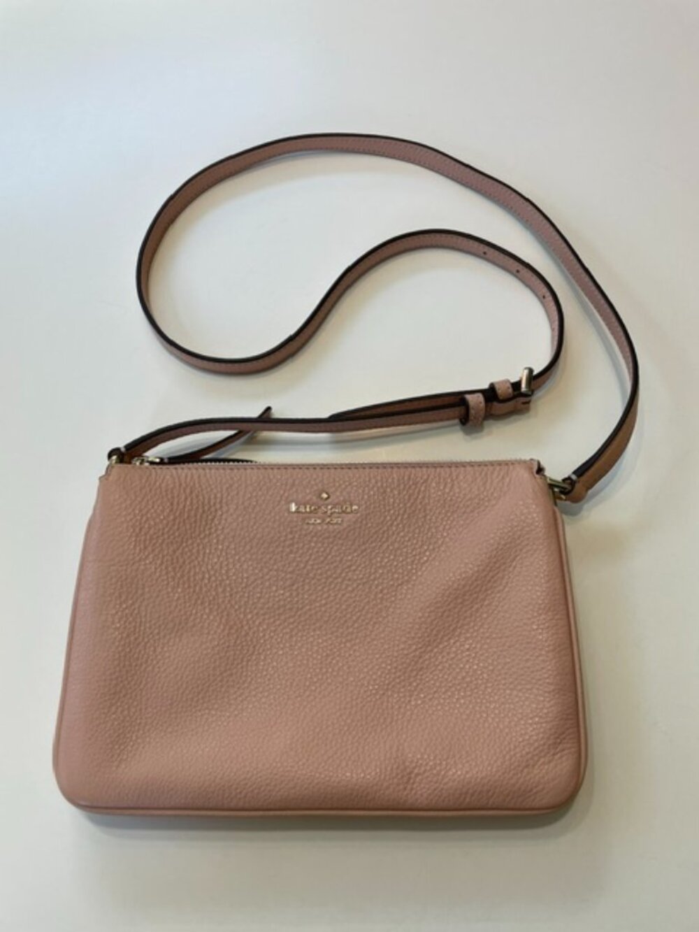Kate Spade NY Pebbled Leather Crossbody Bag Pale Pink with Gold Hardware